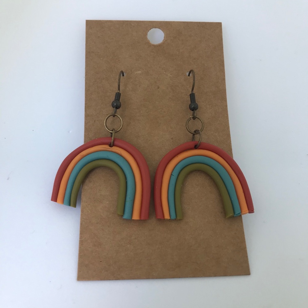 Handmade muted rainbow hypoallergenic earrings